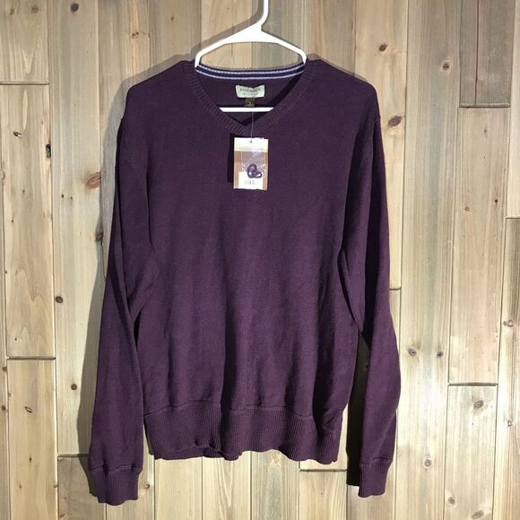 NWT Sonoma Mens Burgundy V-Neck Pullover Sweater Size Small - Picture 2 of 16